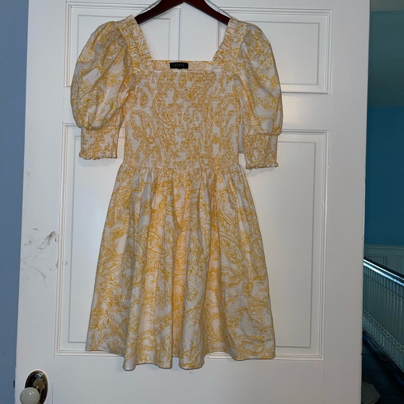 1 State puff sleeve yellow smocked dress S - Picture 7 of 10